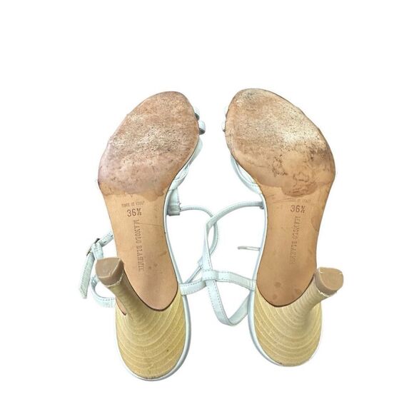 Manolo Blahnik White Leather Strappy Heels Sandals Size 361/2 - Picture 6 of 6
